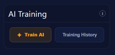 AI Training module with Train AI and Training History controls